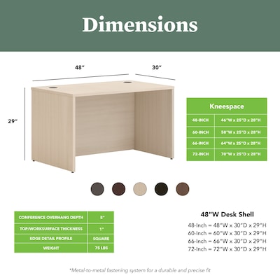 HON Mod 48W Laminate Desk Shell, Desert Oak Finish, Desert Oak (HONMOD239)