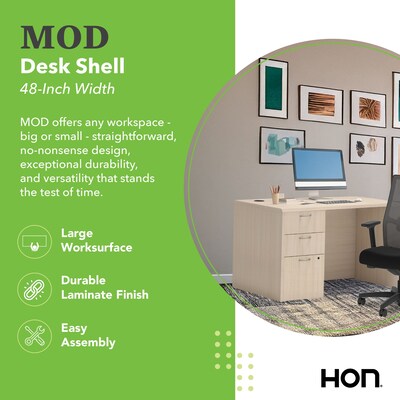 HON Mod 48"W Laminate Desk Shell, Desert Oak Finish, Desert Oak (HONMOD239)