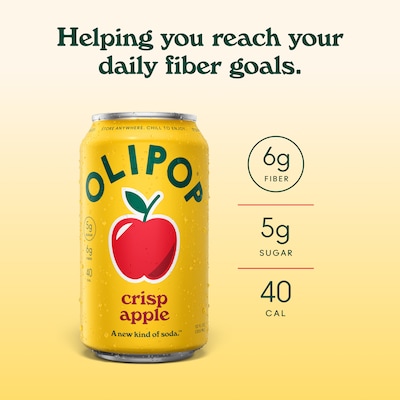 Olipop Prebiotic Crisp Apple Soda, Caffeine Free, 12 fl. oz., 12 Cans/Carton (ICO63943)