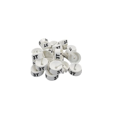 Nahanco 3/4 Plastic Size Marker, 3T, White with Black Print, 25 Pack (SMINF3TWB)