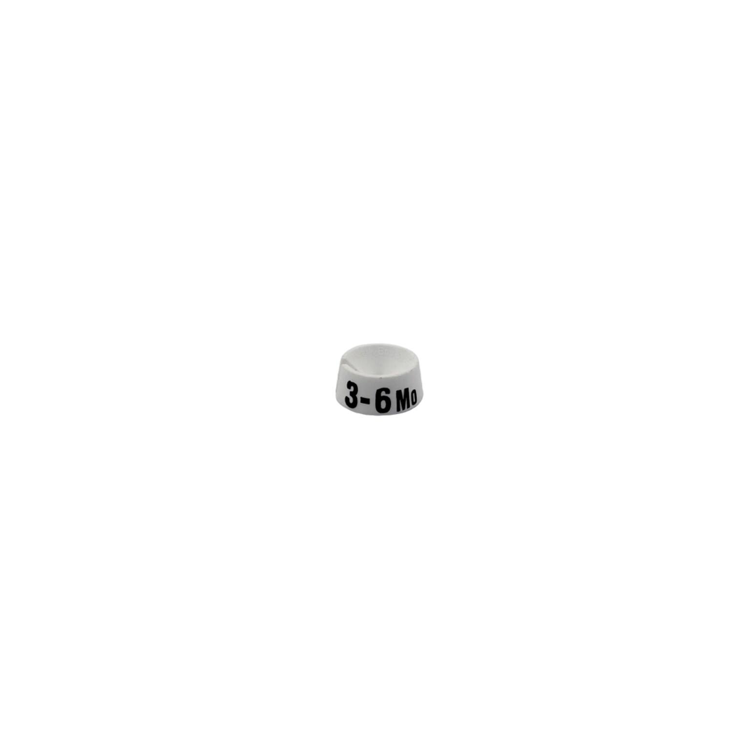 Nahanco 3/4 Plastic Size Marker, 3-6 MO, White with Black Print, 25 Pack (SMINF3-6MOWB)