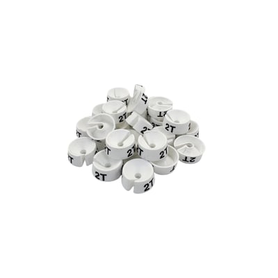 Nahanco 3/4 Plastic Size Marker, 2T, White with Black Print, 25 Pack (SMINF2TWB)