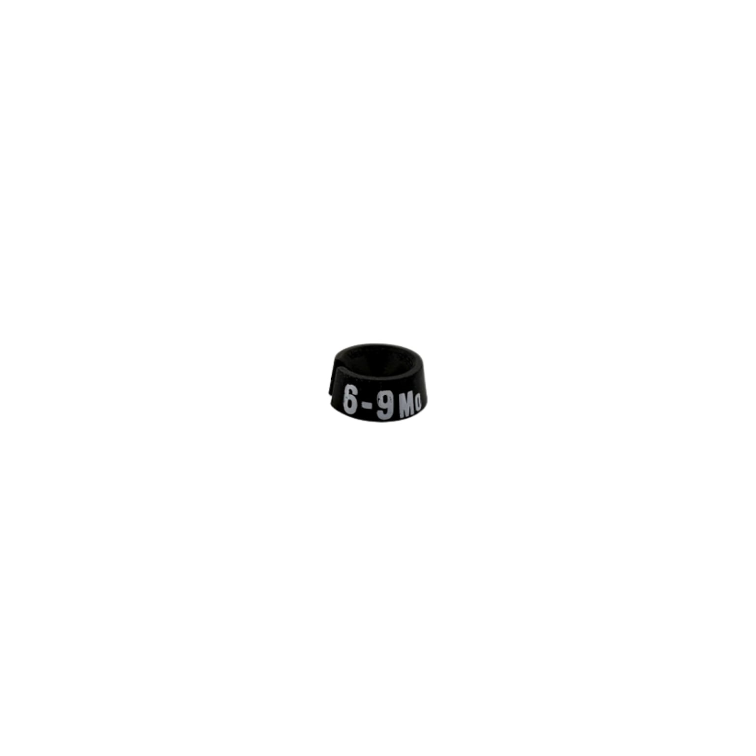 Nahanco 3/4 Plastic Size Marker, 6-9 MO, Black with White Print, 25 Pack (SMINF6-9MOBW)