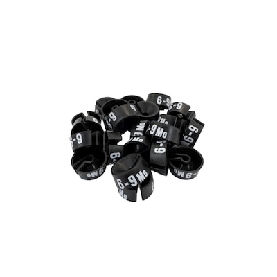 Nahanco 3/4 Plastic Size Marker, 6-9 MO, Black with White Print, 25 Pack (SMINF6-9MOBW)