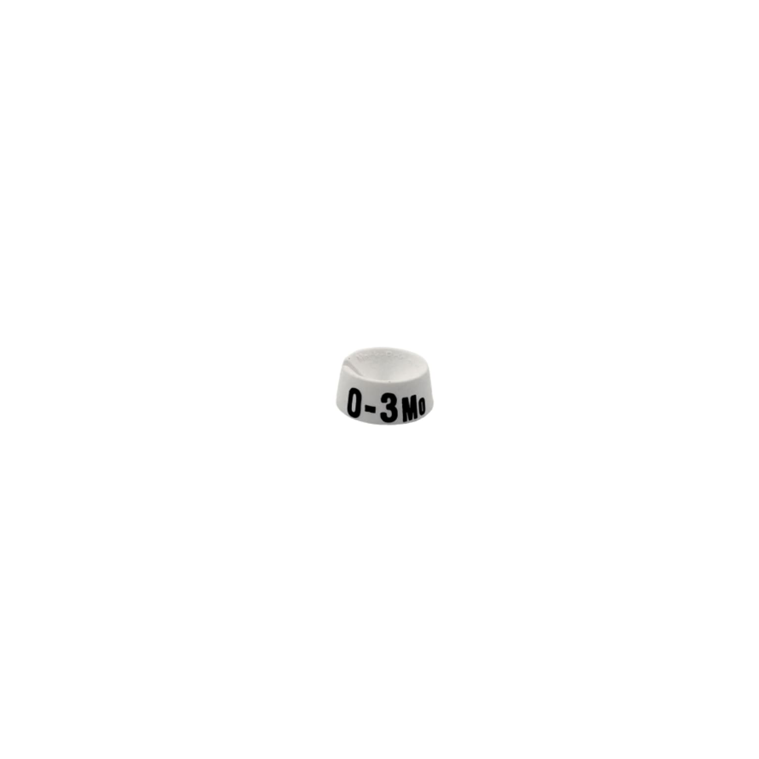 Nahanco 3/4 Plastic Size Marker, 0-3 MO, White with Black Print, 25 Pack (SMINF0-3MOWB)