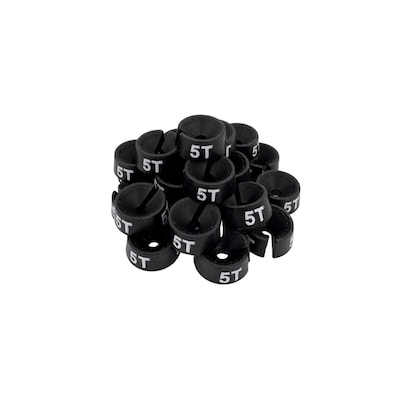 Nahanco 3/4 Plastic Size Marker, 5T, Black with White Print, 25 Pack (SMINF5TMOBW)