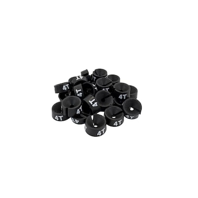 Nahanco 3/4 Plastic Size Marker, 4T, Black with White Print, 25 Pack (SMINF4TMOBW)