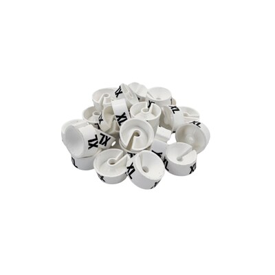 Nahanco 3/4 Plastic Size Marker, XL, White with Black Print, 25 Pack (SM25XLWB)