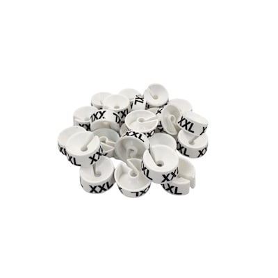 Nahanco 3/4 Plastic Size Marker, XXL, White with Black Print, 25 Pack (SM25XXLWB)