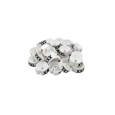 Nahanco 3/4 Plastic Size Marker, XXXL, White with Black Print, 25 Pack (SM25XXXLWB)
