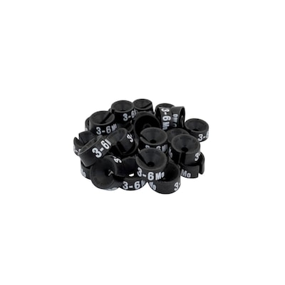Nahanco 3/4 Plastic Size Marker, 3-6 MO, Black with White Print, 25 Pack (SMINF3-6MOBW)