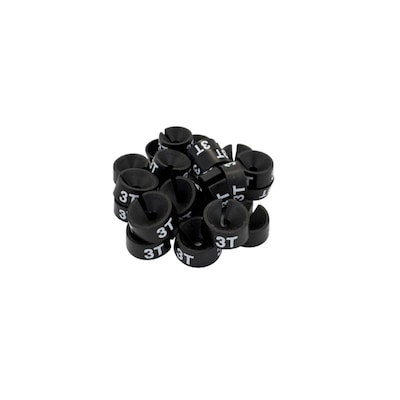 Nahanco 3/4 Plastic Size Marker, 3T, Black with White Print, 25 Pack (SMINF3TMOBW)