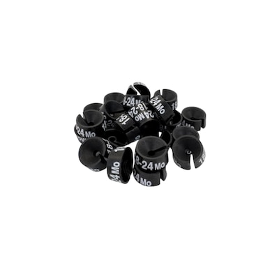 Nahanco 3/4 Plastic Size Marker, 18-24 MO, Black with White Print, 25 Pack (SMINF1824MOBW)