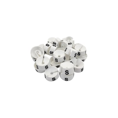 Nahanco 3/4 Plastic Size Marker, S, White with Black Print, 25 Pack (SM25SWB)