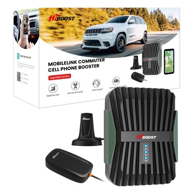 HiBoost MobileLink Commuter In-Vehicle 4G/5G Cell Phone Signal Booster for Cars & SUVs, Green (C30B-5S-BTW)