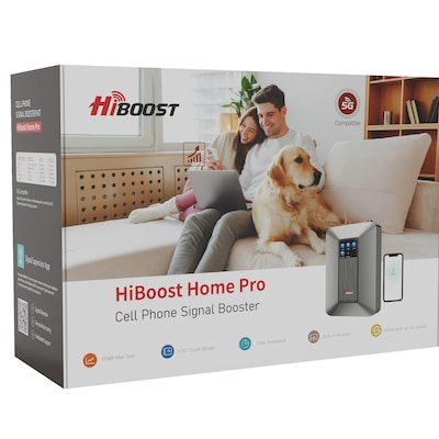 HiBoost Home Pro 5G Cell Phone Signal Booster for Home & Office Buildings up to 4,000-sq. ft., Silver (F10GIB-5S-BTW)