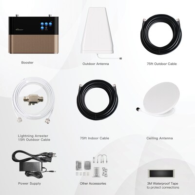 HiBoost CommLink 10K 5G Cell Phone Signal Booster for Home & Office up to 10,000-sq. ft., Gold (Pro20T-5S-BTW)