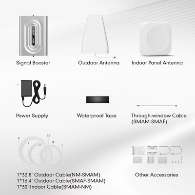 HiBoost Home Lite Plus 5G Cell Phone Signal Booster for Home & Office Buildings up to 2,500-sq. ft., Silver (F10GB-5S-BTW.P)
