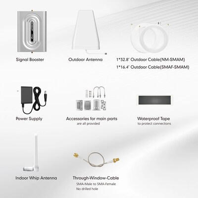HiBoost Home Lite 5G Cell Phone Signal Booster for Home & Office Buildings up to 2,000-sq. ft., Silver (F10GB-5S-BTW)