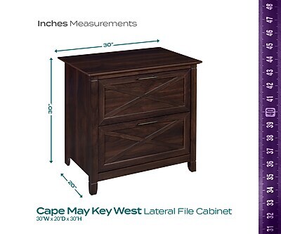 Regency Key West 2-Drawer Lateral File Cabinet, Letter/Legal Size, Lockable, 30"H x 30"W x 20"D, Black Cherry (KWF130BC)