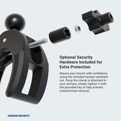 Arkon Mounts Slim-Grip Tablet Holder with Clamp Mount and Security Knob Shaft, Black (TAB1RMCPM)
