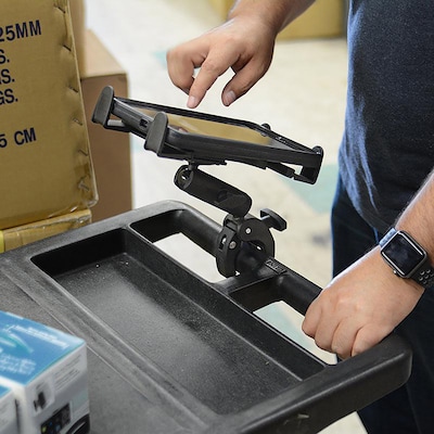 Arkon Mounts Slim-Grip Tablet Holder with Clamp Mount and Security Knob Shaft, Black (TAB1RMCPM)