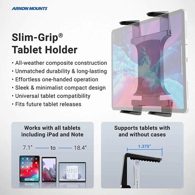 Arkon Mounts Slim-Grip Cup-Holder Tablet Mount with 3.75-In. Shaft, Black (TABRM023)