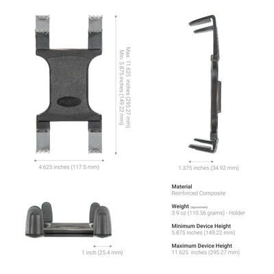 Arkon Mounts Slim-Grip Cup-Holder Tablet Mount with 3.75-In. Shaft, Black (TABRM023)