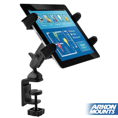 Arkon Mounts Slim-Grip Tablet Holder with Heavy-Duty Clamp Mount, Black (TABRM086)