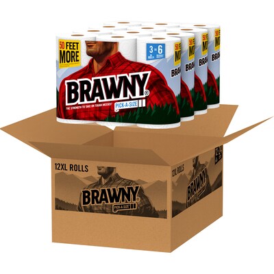 Brawny® Pick-a-Size® Paper Towels, 2 Ply, 12 XL Rolls/Carton (44153)