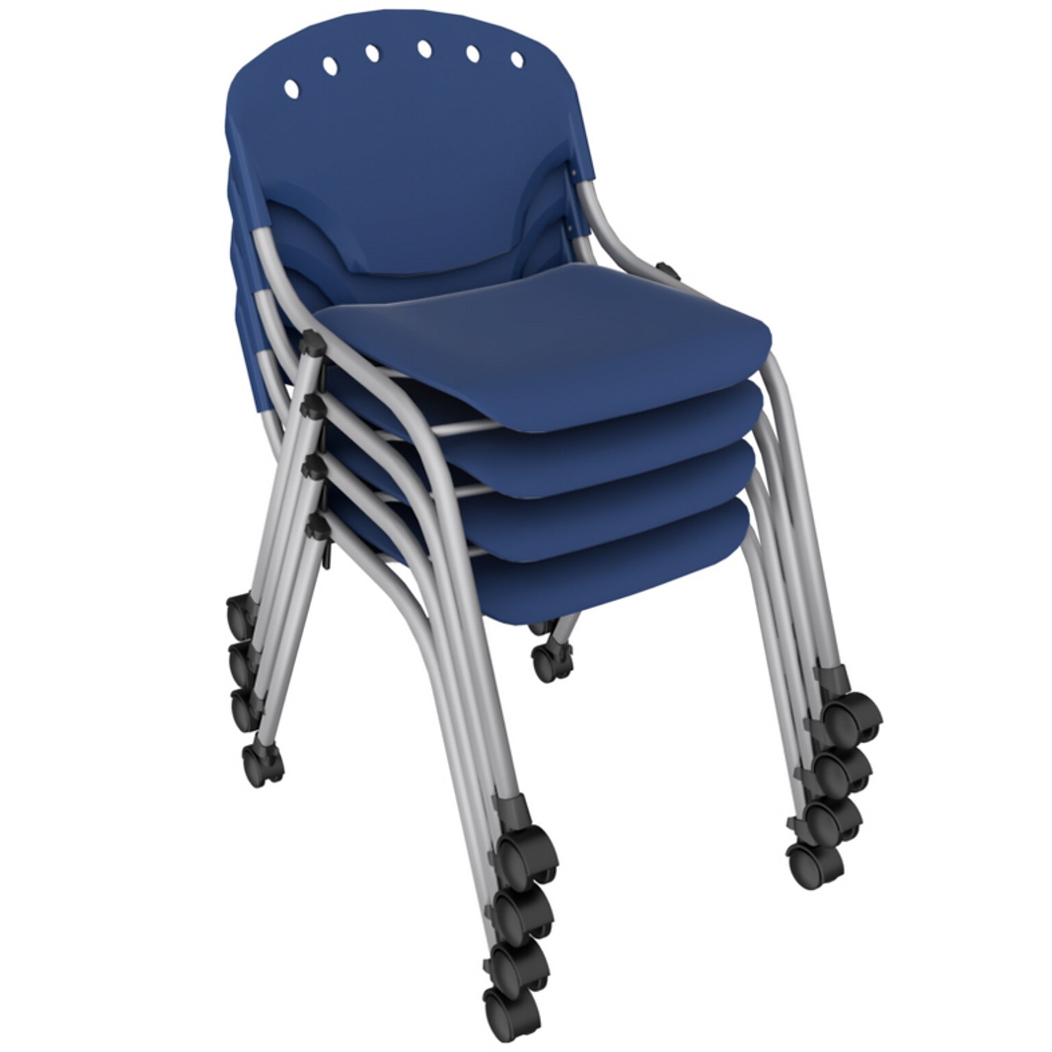 Regency Rico Plastic Classroom Training Stacking Chair, Navy Blue, 4/Pack (K305-NV-4PK)