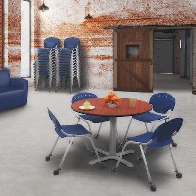 Regency Rico Plastic Classroom Training Stacking Chair, Navy Blue, 4/Pack (K305-NV-4PK)