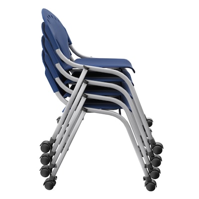 Regency Rico Plastic Classroom Training Stacking Chair, Navy Blue, 4/Pack (K305-NV-4PK)