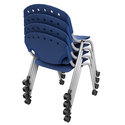 Regency Rico Plastic Classroom Training Stacking Chair, Navy Blue, 4/Pack (K305-NV-4PK)