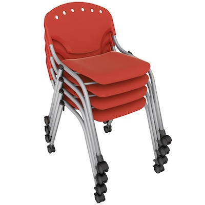 Regency Rico Plastic Classroom Training Stacking Chair, Red, 4/Pack (K305-RD-4PK)