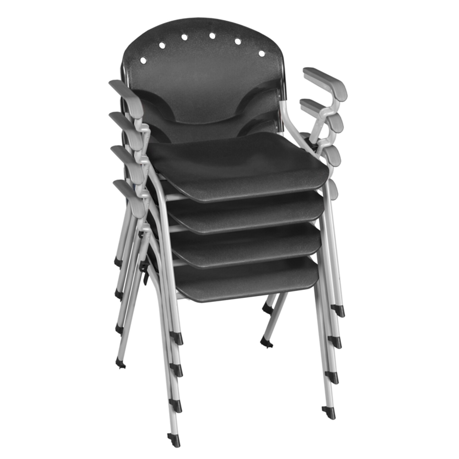 Regency Rico Plastic Classroom Training Stacking Chair, Black, 4/Pack (306-BK-4PK)