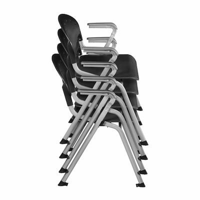 Regency Rico Plastic Classroom Training Stacking Chair, Black, 4/Pack (306-BK-4PK)