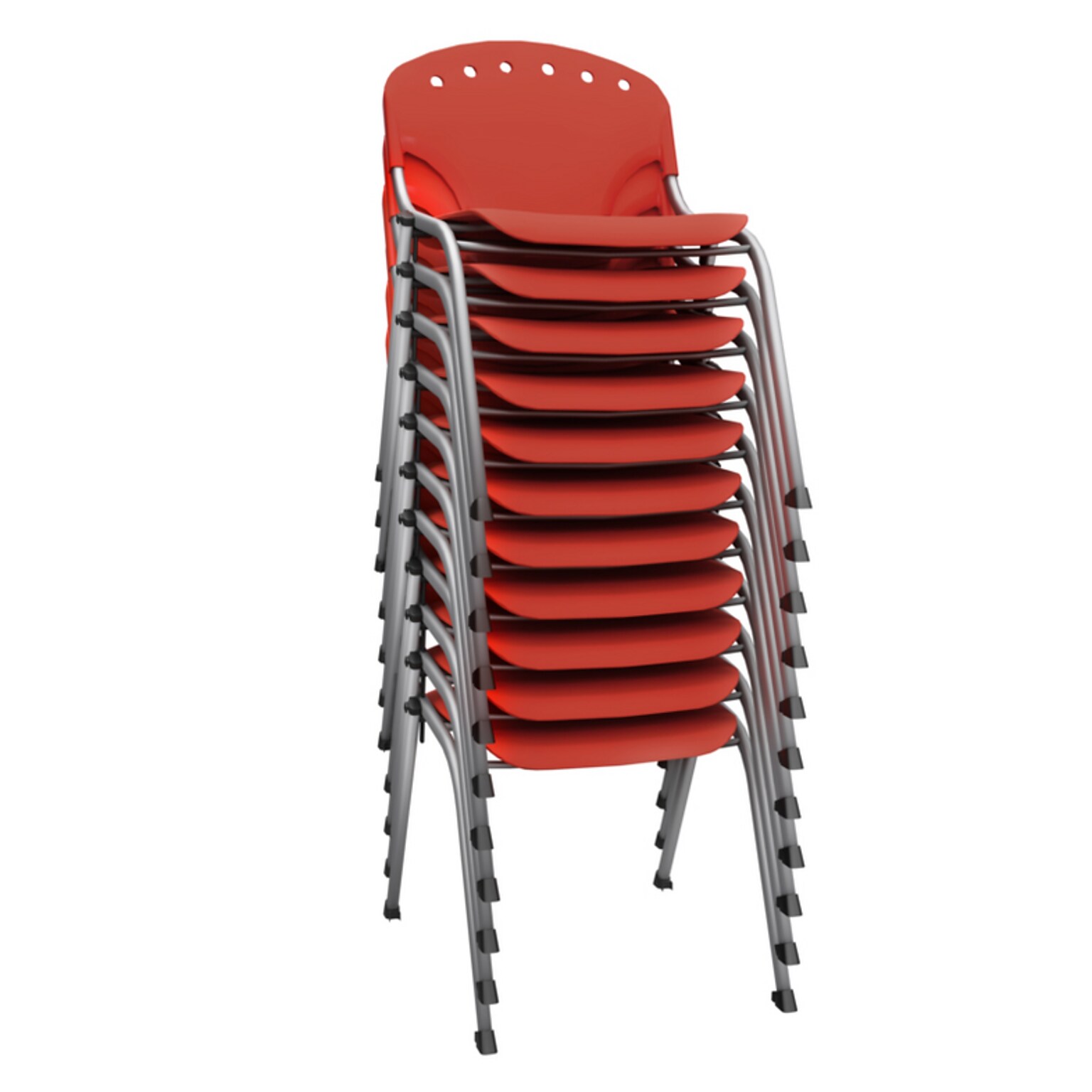 Regency Rico Plastic Classroom Training Stacking Chair, Red, 11/Pack (305-RD-11PK)