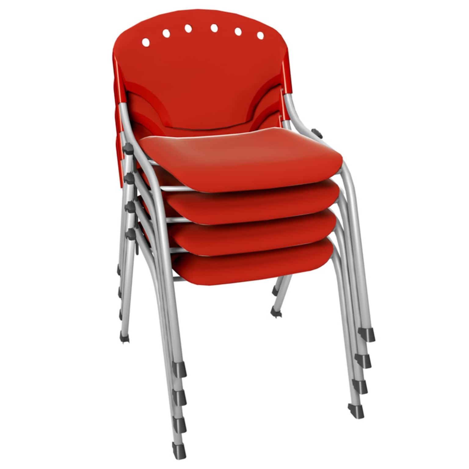 Regency Rico Plastic Classroom Training Stacking Chair, Red, 4/Pack (305-RD-4PK)
