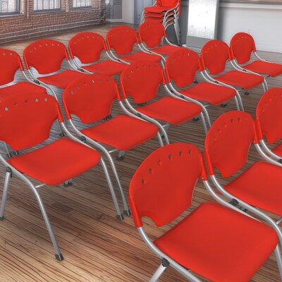 Regency Rico Plastic Classroom Training Stacking Chair, Red, 4/Pack (305-RD-4PK)