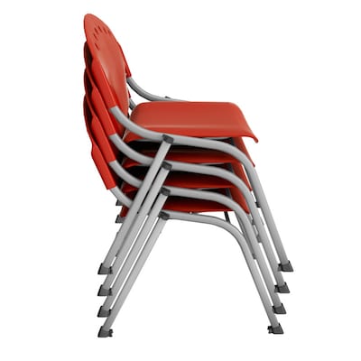 Regency Rico Plastic Classroom Training Stacking Chair, Red, 4/Pack (305-RD-4PK)