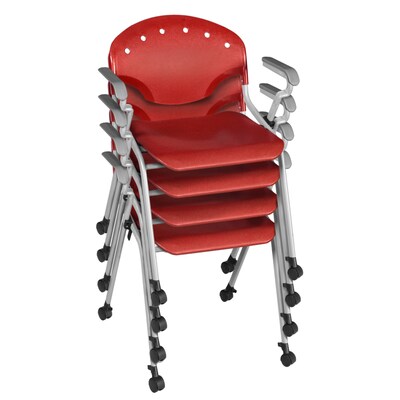 Regency Rico Plastic Classroom Training Stacking Chair, Red, 4/Pack (K306-RD-4PK)
