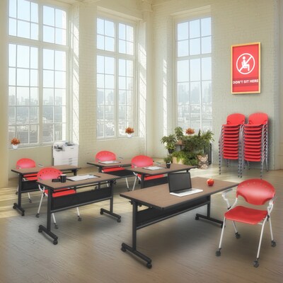 Regency Rico Plastic Classroom Training Stacking Chair, Red, 4/Pack (K306-RD-4PK)