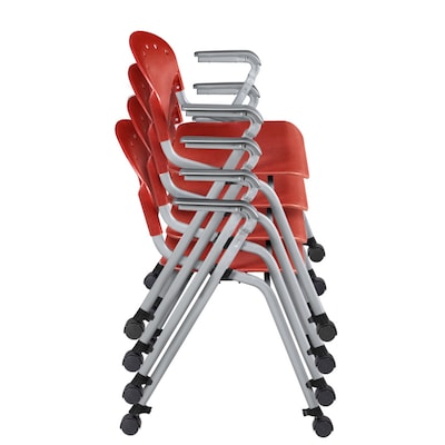 Regency Rico Plastic Classroom Training Stacking Chair, Red, 4/Pack (K306-RD-4PK)