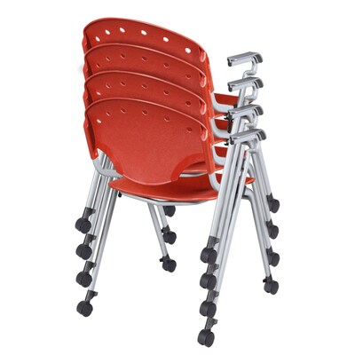 Regency Rico Plastic Classroom Training Stacking Chair, Red, 4/Pack (K306-RD-4PK)