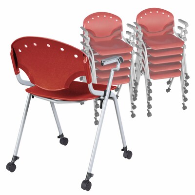 Regency Rico Plastic Classroom Training Stacking Chair, Red, 11/Pack (K306-RD-11PK)