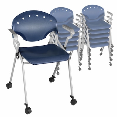 Regency Rico Plastic Classroom Training Stacking Chair, Navy Blue, 11/Pack (K306-NV-11PK)