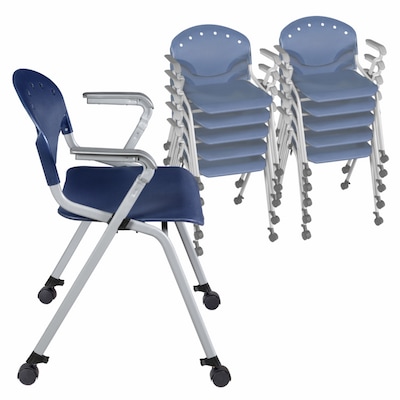 Regency Rico Plastic Classroom Training Stacking Chair, Navy Blue, 11/Pack (K306-NV-11PK)