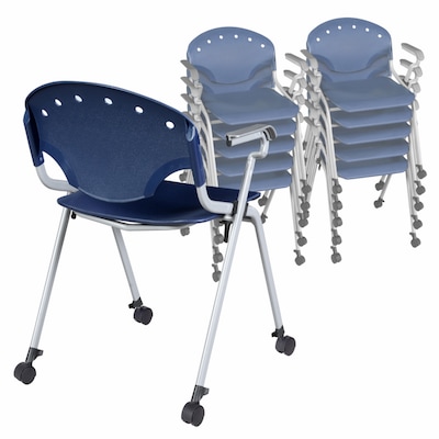 Regency Rico Plastic Classroom Training Stacking Chair, Navy Blue, 11/Pack (K306-NV-11PK)