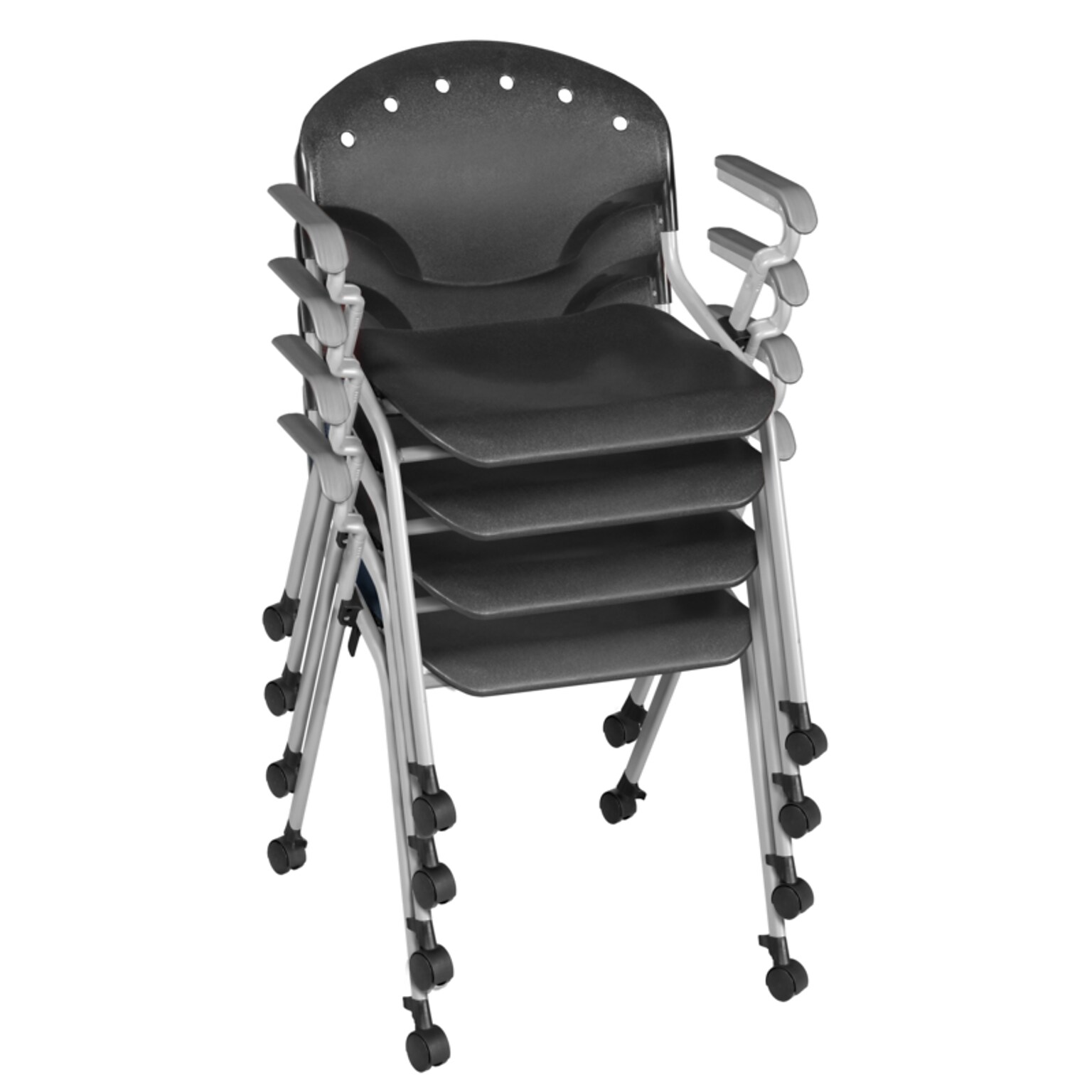 Regency Rico Plastic Classroom Training Stacking Chair, Black, 4/Pack (K306-BK-4PK)